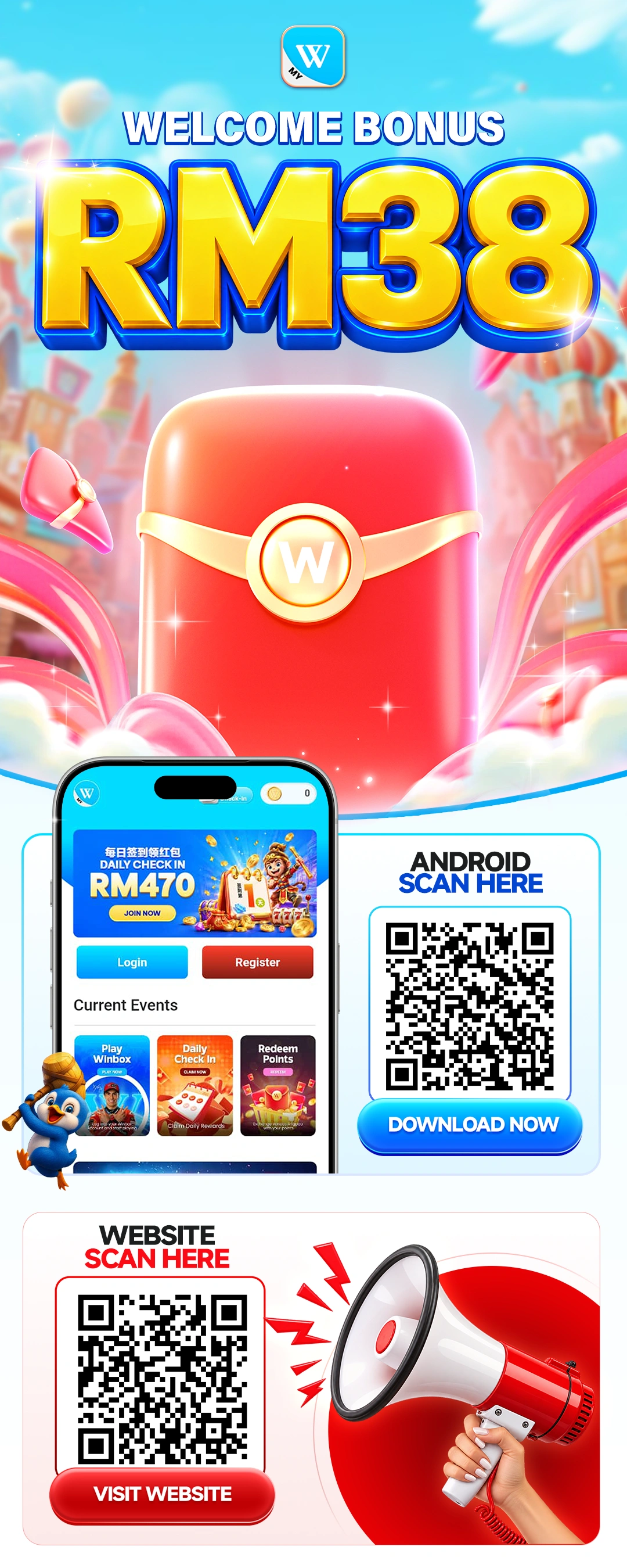 Winb0x welcome bonus RM38